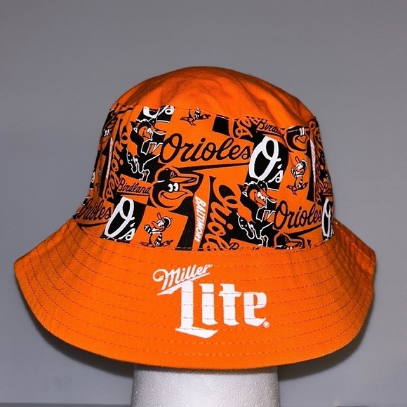 Baltimore Orioles & Miller Lite Logo Boonie Style Hat  - 100% Cotton‎ - Picture 1 of 6